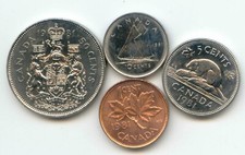 Canada 1981 Canadian Fifty Cent Piece Dime Nickel Penny 50c 10c 5c 1c 4 Coin Set