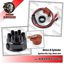 Delco 6 Cylinder Electronic Ignition Kit Distributor Cap Rotor Arm Powerspark
