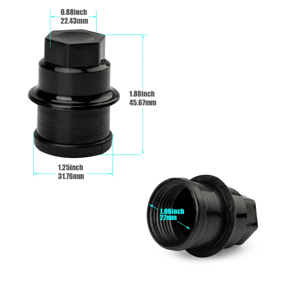 24PCS 12472838 15767268 Black Wheel Nut Covers For CADILLAC GMC 9597158 USA - Imagem 3 de 4