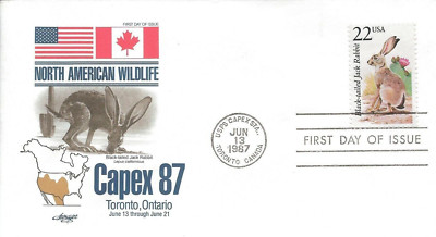 JACK RABBIT WILDLIFE OF THE 50 STATES 1987 WILDLIFE ARTMASTER CACHET ...