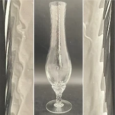 Danish Design Handcrafted Crystal Spiral Twist Optic Bud Vase Italy 9.75" tall