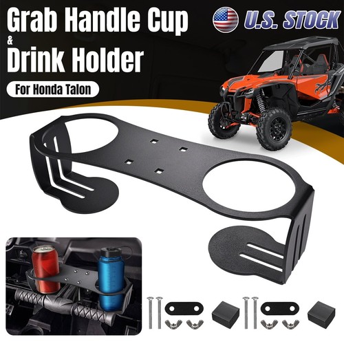 For Honda Talon Dual Grab Handle Cup Drink Holder Powder Coated Black 2020-2024 - Picture 2 of 8