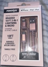 PowerXcel 10' Tangle Free iPhone iPad iPod Braided Rapid Charge & Sync Cable