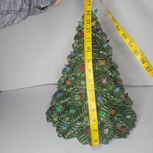 Vtg Large 15” Flocked Light Up Ceramic Christmas Tree No Base - Picture 6 of 6