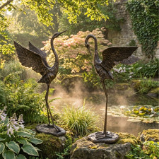 abc HOME Gartenfigur Kranich 2er Set Eisenguss Bronzefarben Skulptur Garten 66cm