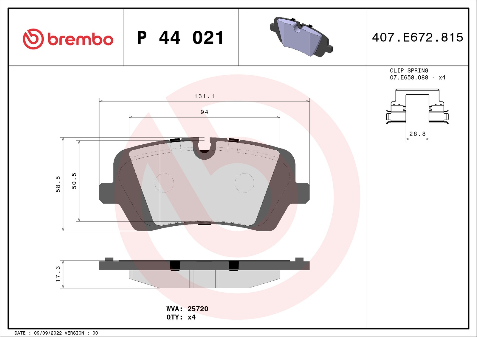 Brembo P44021 Prime Brake Pad Set - Image 43