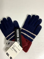 Steve Madden Women's Navy Blue/Burgundy Touchscreen Tech Compatible Gloves OS