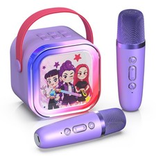 Mini Karaoke Machine for Kids,5 Voice Effects - Portable Bluetooth Purple