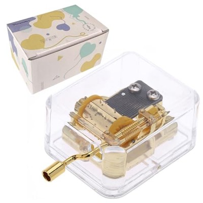 Pursuestar You Are My Sunshine Music Box, Clear Gold Hand Crank Musica