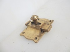 Vintage Brass Lock Sliding Bolt Bathroom Old Bronze Plate Antique Deco 1925 3"H