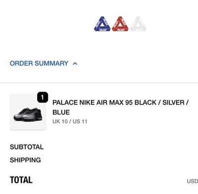 Nike x Palace Air Max 95 US Size 11 Brand New DS Confirmed Order