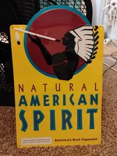 Vintage Yellow 19"x12" Natural American Spirit Cigarettes Metal Tin Sign.