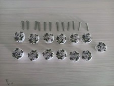 Amerock Ceramic White Floral Flower Design Drawer Pulls Cabinet Knobs Lot Of 13