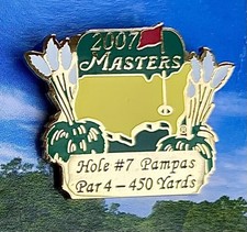 2007 Masters Augusta Golf Pin on original card mount. Hole #7 Pampas. Very rare