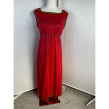 Vintage 50  s Peignoir Set Nightgown Robe Green Red Full Length Size 38