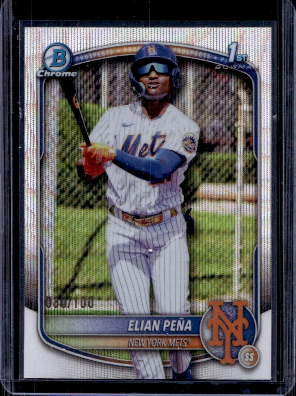 2025 Bowman Chrome Elian Pena Wave Refractor 1st #30/100 Mets