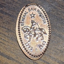 General Sam Houston 1793-1863 enlongated pressed penny smashed zinc C2
