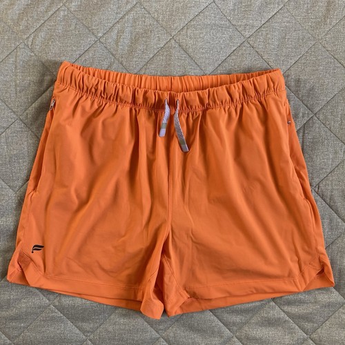 Fabletics The One Shorts Men’s Large Orange Brief Lined Pockets Gym 5” Inseam