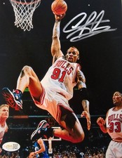 Dennis Rodman Signed METALLIC Photo 8x10  NWO Bulls Worm Autograph HOF JSA HOGAN