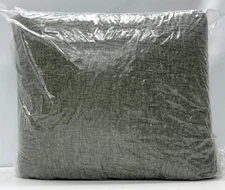 NEW Pottery Barn Belgian Flax Linen Floral Stitch Quilt~KING/CAL KING~Dark Green