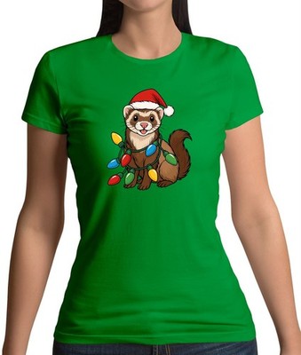 Frettchen Weihnachtsbeleuchtung - Damen T-Shirt - Frettchen Haustier Liebe festlich süß Haustiere