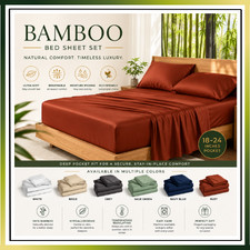 3/4PC Sheet Set 100 Bamboo Viscose Cooling Deep Pocket Luxury Soft Bed Sheets