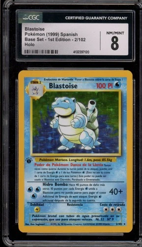 Pokemon Blastoise Base Set 1st Edition SPANISH Holo Rare #2 CGC 8