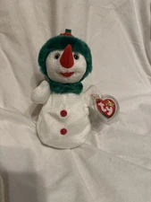 Snowgirl 2000 Ty Beanie Babie 8in Christmas Snowman Lady 3up Boys Girls 43333