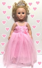 18 Inch Doll Gown Dress with Tiara Light Pink Fits American Girl Doll