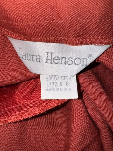 VINTAGE Laura Henson Naranja Quemado 3 Piezas Traje Falda, Pantalones y Chaqueta Mujer’s 8 - Imagen 5 de 16