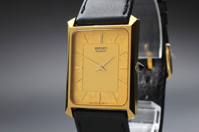 Vintage 1985 [Exc+5] Seiko Dolce 7430-5230 25mm Gold Quartz Herrenuhr JAPAN