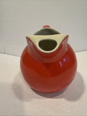 【最終お値下げ】CFCL POTTERY HS TOP 1 RED Vintage HALL Tilted Ball Pitcher Jug #633 RED w/Cream Interior Ice
