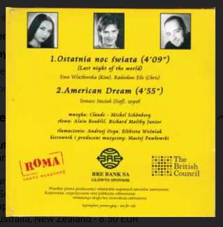 Teatr Roma - Miss Saigon Cover Versions Poland (2001) PROMO SINGLE Sealed - Bild 2 von 2