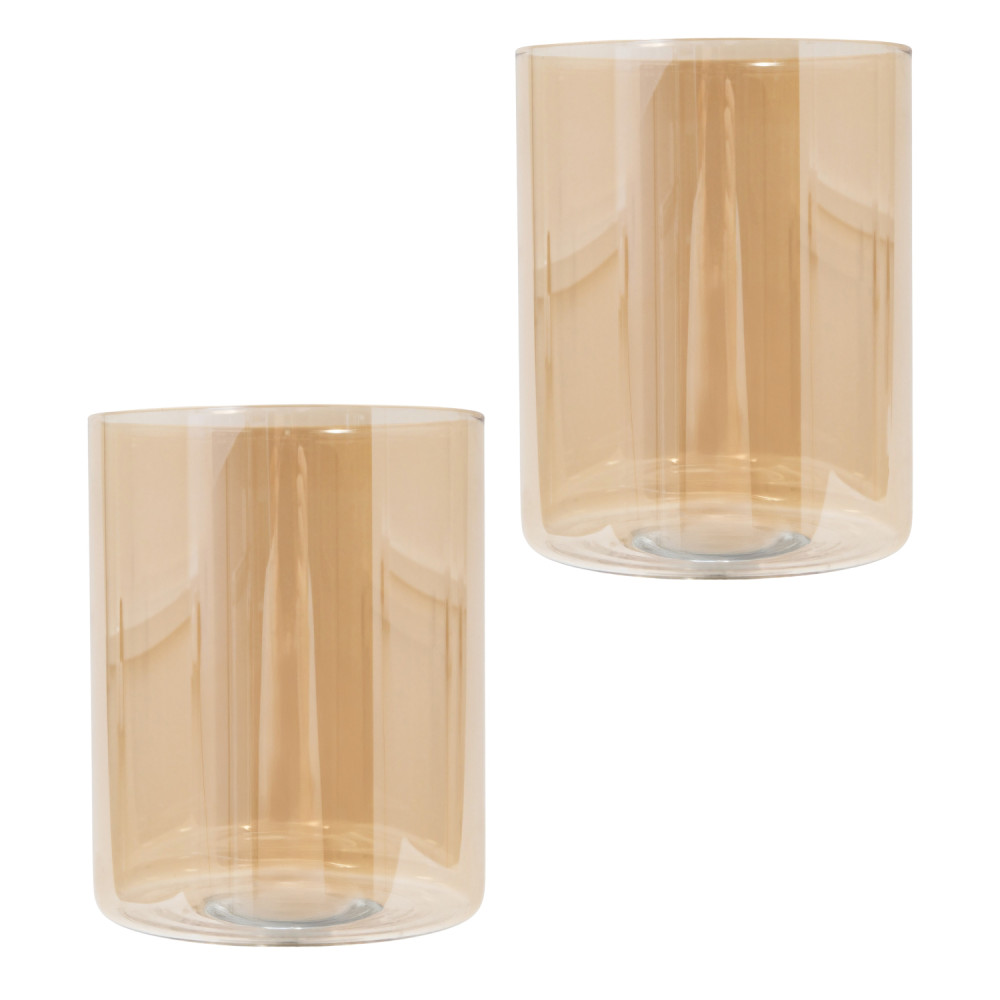 Pair of Amber Tinted Glass Shades with Rectangular Shape for E14 and E27 Bulb...