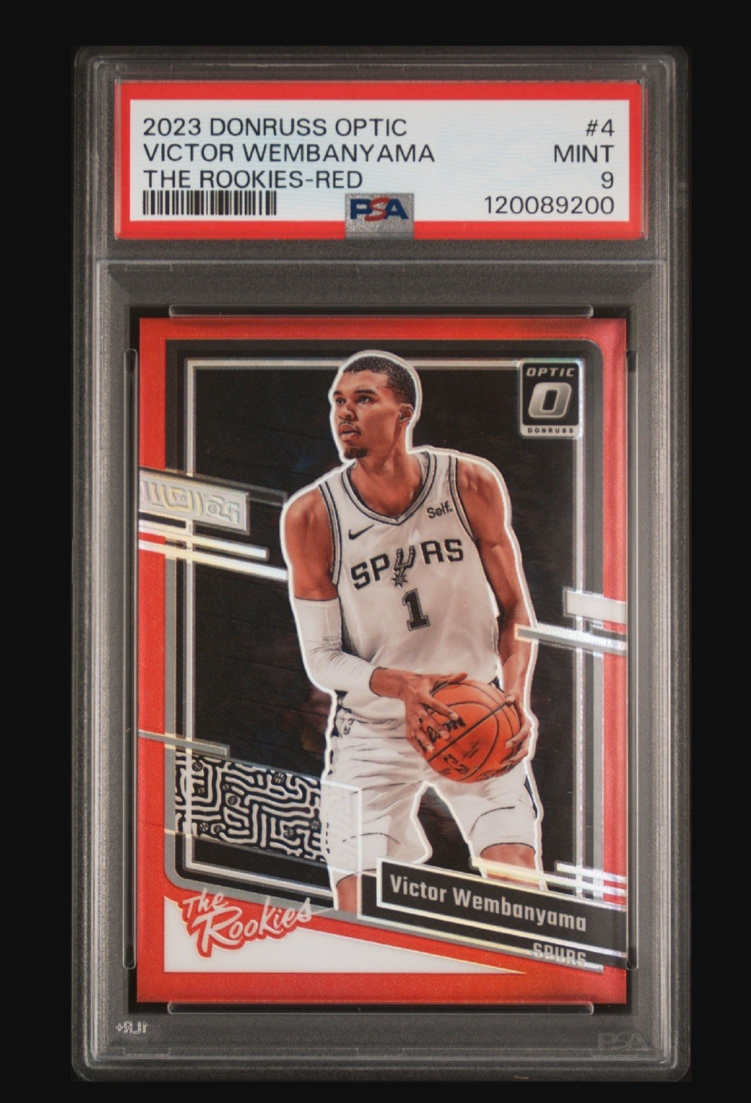 VICTOR WEMBANYAMA 2023-24 DONRUSS OPTIC THE ROOKIES RED PRIZM RC /99 PSA 9!!