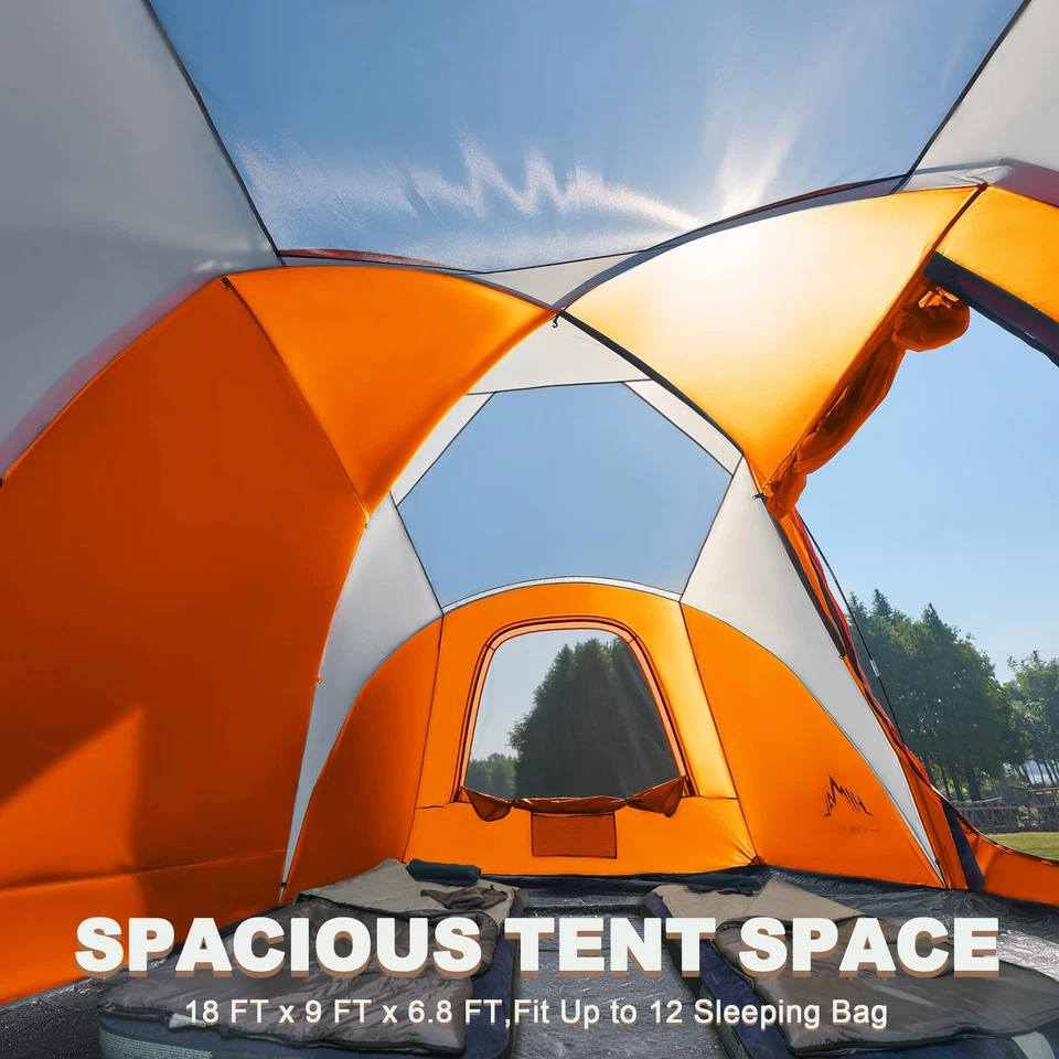 Carpas para Camping, Tienda Familiar Impermeable para 10 Personas con Doble Capa y 4 Lar... Foto 3 de 4