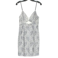 NWT Line and Dot Dress Floral Lace Minimalist Boho Romantic HOCO Glam Gray Large