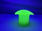 Vintage  Degenhart Glass Upside Down Hat Toothpick, Trinket Holder Nile Green