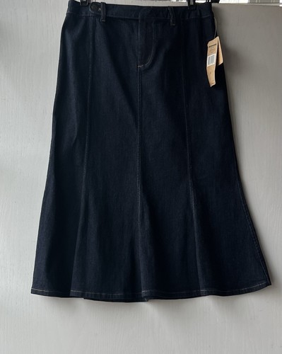 NEW Vintage Ralph Lauren Jeans Dark Wash Denim Midi Flare A Line Skirt Sz 4