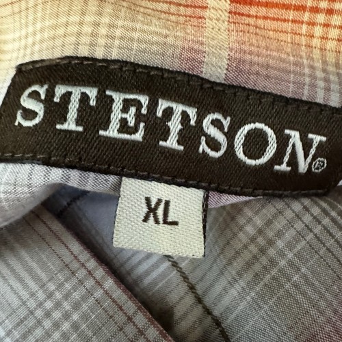 Stetson Western Paisley Flip Cuff Shirt Men's XL Brown Plaid Cowboy Yellowstone - Picture 5 of 9