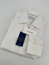 Eton Dress Shirt Mens L 16 - 41 White Textured Signature Twill Slim Fit Formal