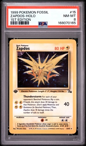 Zapdos (1st Edition) graded PSA 8 for sale on eBay