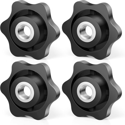 1/4-20 Knob 6 Star Knobs, Plastic Hand-Tighten Thumb Nuts, Hex Head Knurled Grip