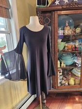 Msk Little Black Dress Chiffon Bell Sleeve Nwot Xs Usa