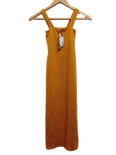 Boohoo Deep Orange Cotton Midi Dress - UK 8