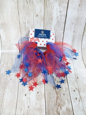 New! Red Blue Hair Pony O Holder Tutu Stars American Flag USA July 4th Patriotic