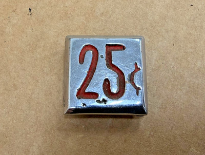 Antique Slot Machine Parts - Mills 25 Cent Bursting Cherry Denominator Badge