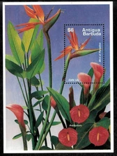 Antigua 1995 - Flowers - Souvenir Stamp Sheet - Scott #1929 - MNH