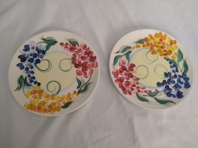 Set Of 2 Gail Pittman 7 1/2'' Garden View Salad Dessert Plates Hand Painted 1999