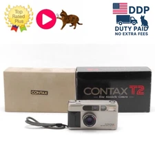 [ Near MINT in Box ] Contax T2 Titan Silver 35mm Point & Shoot Film Camera JAPAN